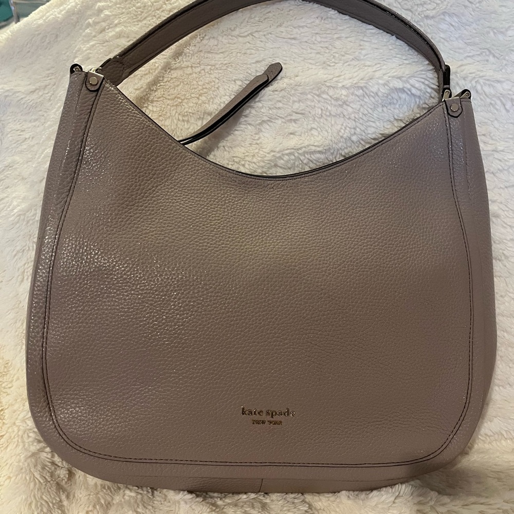 Kate Spade Soft Taupe Hobo Shoulder Bag . Cherry bag charm included 101/2x121/2 - Picture 3 of 16